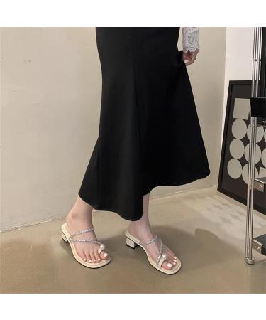 Women s Bunion Corrector Sandals - Casual Water Diamond Pearl Chunky Heel for Summer Beach - Comfortable Slip-On Travel Shoes for Plantar Fasciitis - Size 7 Beige - Buy Online on GoSupps.com