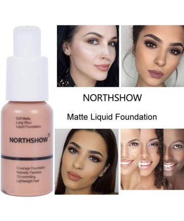 NORTHSHOW Soft Face Concealer Matte Control Face Foundation Liquid Durable 6 Colors (03# Warm Peach) - Buy Online on GoSupps.com