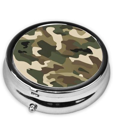 Green Camo Round Pill Box | 3 Compartment Portable Travel Medicine Organizer - Buy Online on GoSupps.com