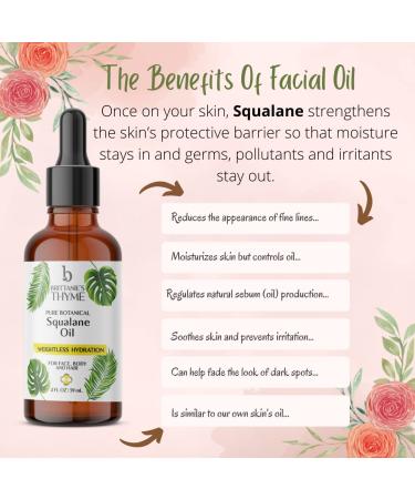 Brittanie's Thyme Squalane Skin Moisturizing Oil 2oz | Plant Derived Squalane for Face, Skin & Hair | Lightweight Formula - Buy Online on GoSupps.com