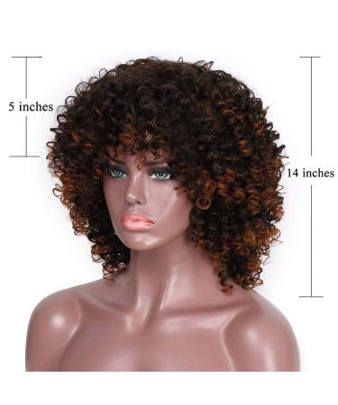ColorfulPanda Afro Wig | Synthetic Brazilian Curly Hair for Women | Kinky Curly Short Wigs in Black Brown Ombre - Buy Online on GoSupps.com