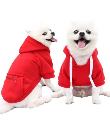Dog Clothes for Small Dogs Girls, Puppy Clothes Red Dog Hoodies for Small Dogs Teacup Warm Fleece Dog Sweater for Extra Small Dogs Maltipoo Dog Clothes Red Medium