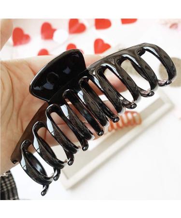 3-Pack Large Plastic Hair Claw Clips for Thick Hair - Vintage Slide-Resistant Accessories in Black Brown & Clear Crystal - Buy Online on GoSupps.com