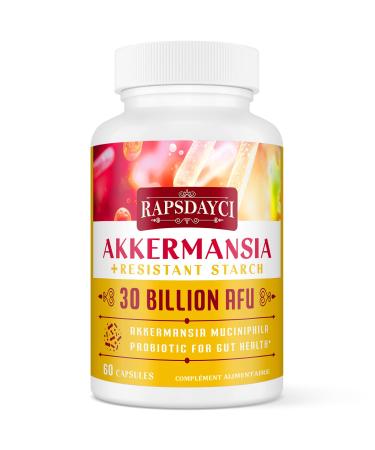 30 Billion AFU Akkermansia Muciniphila Probiotic for Gut Health & Digestive Most Potent Probiotic Supplement A Live Akkermansia Supports Gut Lining & GLP-1 for Women & Men (60 Count (Pack of 1))