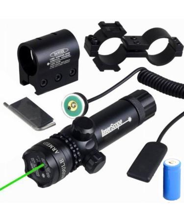 Higoo Tactical Green Laser Dot Sight, Shockproof 532nm Rifle Gun Laser Scope w/Rail & Barrel Mount Cap Pressure Switch & Battery