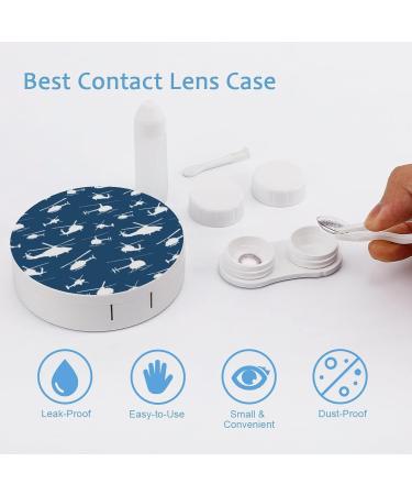 Helicopter Silhouettes Round Case For Contact Lens Kit Storage Box with Mirror Printed - Buy Online on GoSupps.com