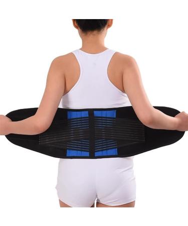 Lumbar Back Brace Support Belt Lower Back Pain Relief Breathable Massage Band Unisex Decompression Belt for Herniated Disc Sciatica and Scoliosis(L) L Blue+Black