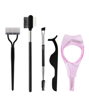 YOXIER Brow Lash Grooming Set Natural Eyelash Comb 5pcs/set Multifunctional Mascara Brush Kit Wand for Lifting Effects Enhance Lower Lashes Nylon Wool No 1 Set