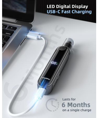 Rechargeable Ear and Nose Hair Trimmer for Men & Women | Professional Eyebrow Trimmer with Digital Display 9000 RPM Motor & Dual-Edge Blades - Efficient Grooming in Grey - Buy Online on GoSupps.com