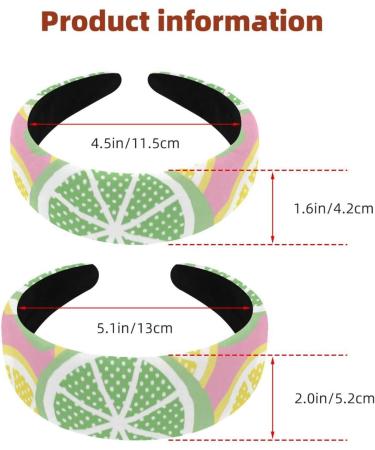 2 Pieces Headbands Women Hair Head Bands Green Yellow Lemon Lime Fruit Pink Non Slip Thick Padded Hairband Hair Band Hoops Vintage Thick Hair Wrap Multi-colored 7 - Buy Online on GoSupps.com