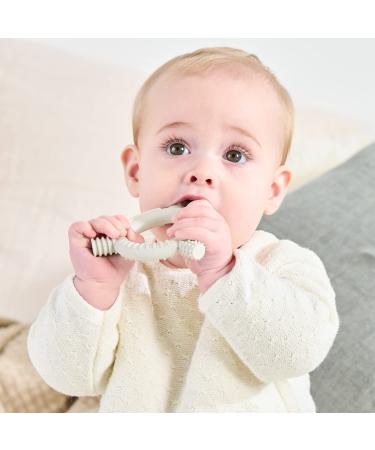 Baby Nom 100% Food Grade Silicone Teething Toy - Freezable & Multi-Textured Infant Teething Ring - BPA Free Teether in Cream White - Buy Online on GoSupps.com