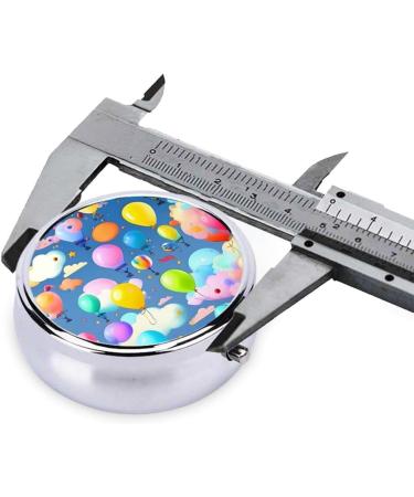 Colorful Balloons Round Pill Box - 3 Compartment Organizer for Travel & Purse - Portable Pill Case - Buy Online on GoSupps.com