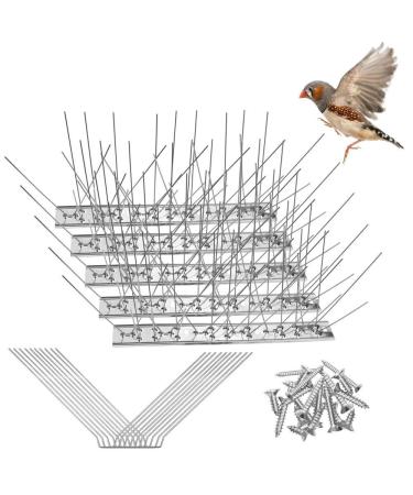 Rmenoor pigeon defense spikes 5 PCs birdspikes stainless steel bird protection grids Rostfree pigeon protection roof channel universal bird defense spikes pigeon defense for pigeons sparrows (2.7 * 25cm)
