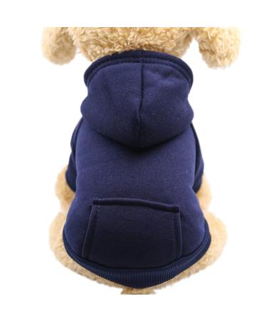 Dog Hoodie with Pocket Pet Warm Sweater for Winter Small Medium Dogs Puppy Coat Navy Blue L Large Navy Blue