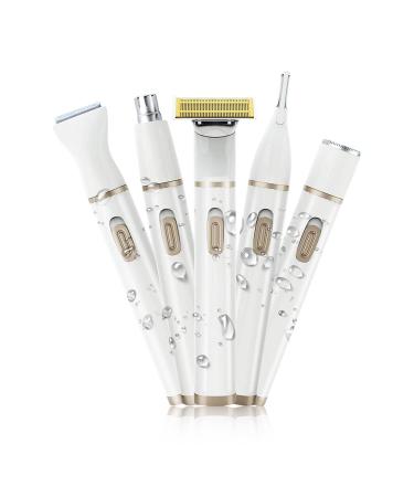 Dioche 5 In 1 Women Electric Shaver Low Painless Body Hair Removal Noise Body Depilator Womens Shavers Set for Face Nose Hair Eyebrows Whole Body