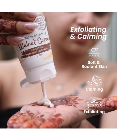 Der mina Exfoliating & Calming Walnut Scrub Fortified with Hydrolyzed Jojoba Esters for Deep Exfoliation Remove Blackheads & Dead Skin Cells and Moisturizes Skin - 100ml - Buy Online on GoSupps.com