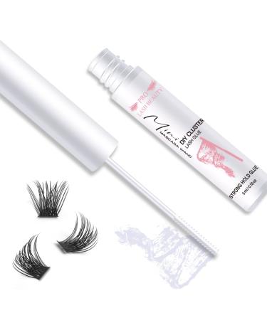 Cluster Lash Glue Clear Individual Cluster Lashes Glue for DIY Eyelash Extension Lash Bond Glue Mascara Wand Super Strong Hold 48 Hours WaterProof Latexfree (5ml Clear) 5.00 ml (Pack of 1) Clear