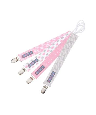 Pacifier Metal Clip (4 Pack) for Babies, Infants, Toddlers - Modern Unisex Pacifier Holder for Binky, Soothie, Toys - Lightweight Baby Accessory - Pink Girl Pack - Buy Online on GoSupps.com