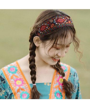 Vintage Headband Wide Embroidery Hair Band Retro Ethnic Headdress for Women Girl Vintage Headband - Buy Online on GoSupps.com
