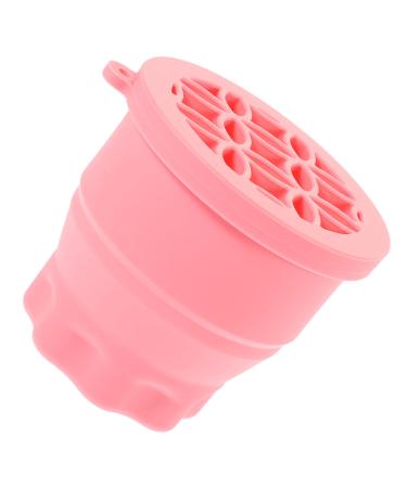 HAKIDZEL Makeup Brush Cleaner Cup Makeup Brush Cleaning Bowl Retractable Silicone Scrub Cup Drying Rack Clean Brush Silica Gel Makeup Brush Cleaner Make Up Brush Cleaner 9.20X9.20X8.60CM Pink