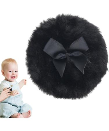 Furry Powder Puff Ultra Soft Round Face Body Powder Puff with Ribbon Bow | Makeup Puff Dry Makeup Tool Body Powder Applicator for Home Travel Black - Buy Online on GoSupps.com