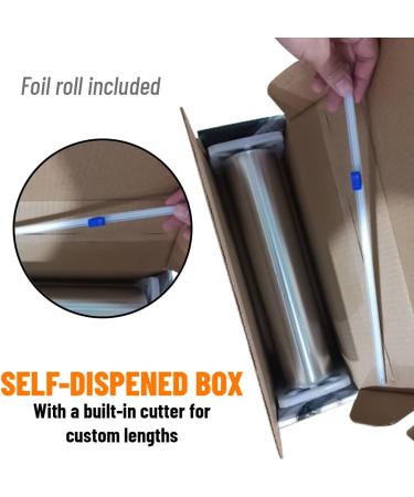 Non-Stick Aluminum Foil with Sliding Cutter Box - Heavy Duty Wrap Dispenser, Cooking Sheet - 12x325sq ft - 0.02microns - Buy Online on GoSupps.com