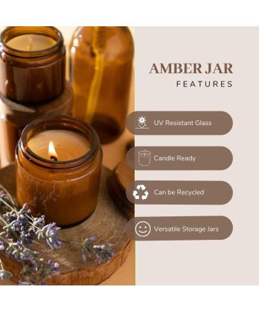 Set of 6 Amber Glass Jars - 60ml Brown Glass Container Jars for Storage with Airtight Black Lids Luxury Cosmetic Container for Candles Creams & Salves - Buy Online on GoSupps.com