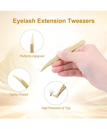 Nagaraku Faserspitze Eyelash Extension Tweezers - Professional Precision Stainless Steel Curved Volume Tweezers (L Shape AG-09) | Antistatic & Anti-Slip for Perfect Lash Application - Buy Online on GoSupps.com