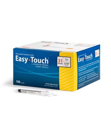 EasyTouch U-100 Insulin Syringe with Needle, 31G 1cc 5/16-Inch (8mm), Box of 100 Easy Touch