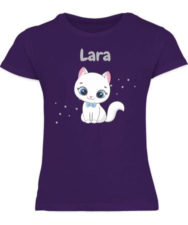 Personalized Cat T-Shirt for Girls - Cute Custom Gift by Shirtracer - Purple Cat Motif 11 - Buy Online on GoSupps.com
