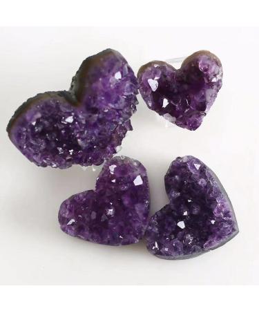 Natural Crystal 1pc 40mm-70mm Rough Natural Heart Shaped Amethyst Geode Cluster Crystals Stones ningxiao (Size : 1pc 50mm)