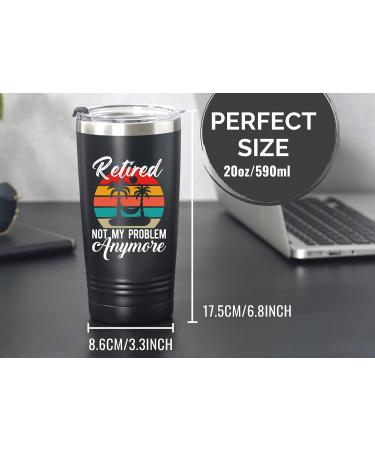 Retirement Gifts for Men and Women - Unique 20oz Tumbler Present for Retired Grandpa, Grandma, Nurse, Police, Boss, Coworker - Black 'Retired Not My Problem Anymore - Buy Online on GoSupps.com