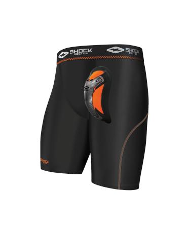 ShockDoctor Groin Guard Compression Shorts with Ultra Carbon Flex Cup S Black