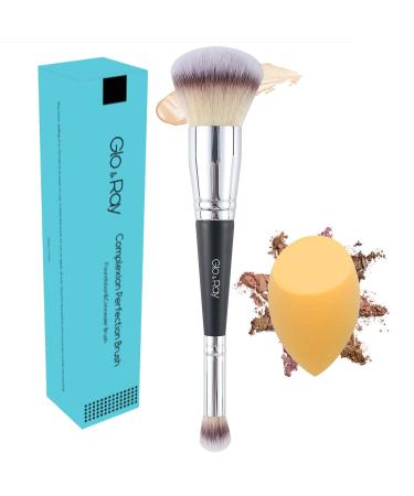 GLORAY Dual Sided Makeup Brushes Set Professional Foundation & Concealer Brush in One Makeup Sponges for Liquid Cream Powder Blusher Blending Fluffy Soft Bristles Large Face Makeup Brush