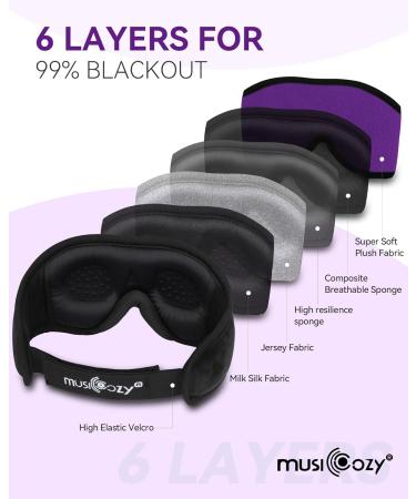 Musicozy Bluetooth Sleep Mask | Wireless Music Headphones for Sleep, Travel, Yoga | Purple - Buy Online on GoSupps.com