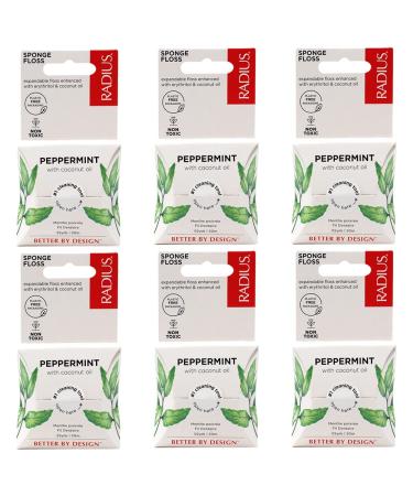 RADIUS Peppermint Dental Floss 55 Yards Vegan and Non-Toxic Oral Care Boost Total Tooth & Gum Protection Clear - Pack of 6