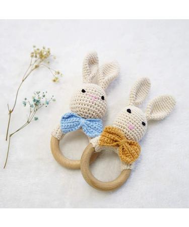 Buy Organic Baby Wooden Teether Crochet Bunny Rattle Pacifier Bracelet - Ideal for Teething Toddlers | International Shipping Available - Buy Online on GoSupps.com