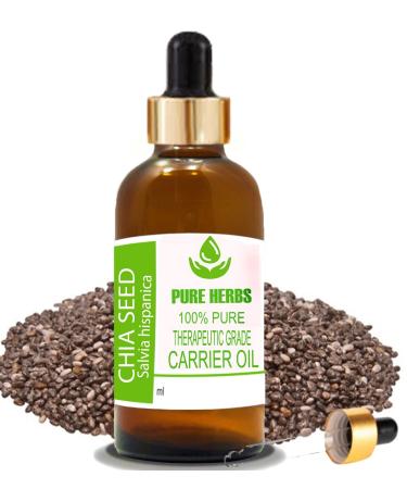 Pure Herbs Chia Seed Oil (Salvia hispanica) Pure and Natural Therapeutic Carrier Oils with Pipettes (50 ml)