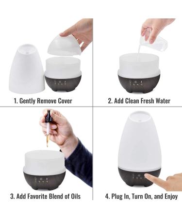 HealthSmart 500ML Essential Oil Diffuser & Cool Mist Humidifier with Timer, Adjustable Mist Mode & 7 LED Light, Aromatherapy for Large Rooms - White - Buy Online on GoSupps.com