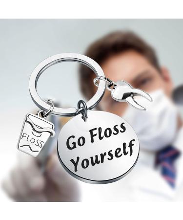 POTIY Funny Dentist Gift | Dental Hygienist Keychain - Go Floss Yourself Jewelry - Buy Online on GoSupps.com