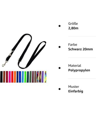 Adjustable Double Dog Leash for Large Dogs - 2.80m Black 20mm | Durable & Comfortable for All Breeds - Buy Online on GoSupps.com