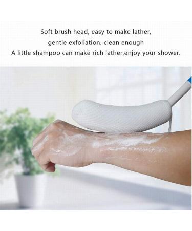 MagiDeal Vinyl Quote Me Long Anti-Slip Curve Handled Bath Body Brush - Easy Reach for Seniors - Blue - 1 Count - Buy Online on GoSupps.com