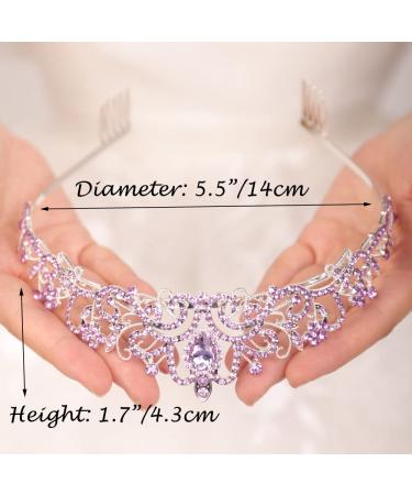 JWICOS Light Purple Crystal Tiara for Women & Girls - Elegant Princess Crown for Wedding, Prom & Birthday Party - Buy Online on GoSupps.com