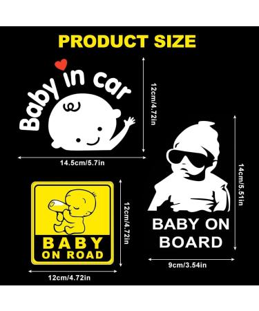 3-Pack Reflective Baby on Board Stickers - Novelty Car Warning Signs for Safety | International Shipping - Buy Online on GoSupps.com
