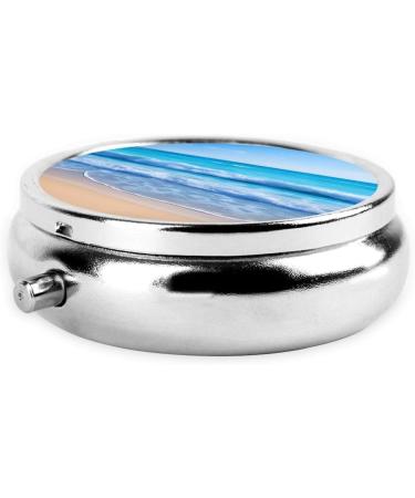 Round Beach & Sea Pill Box 3 Compartment Portable Organizer for Vitamins & Medications Travel-Friendly Decorative Pill Case - Buy Online on GoSupps.com