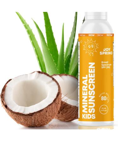 Kids Mineral Sunscreen - Zinc Oxide Sunscreen Kids SPF30 - Natural Baby Sunscreen for Sensitive Skin - Fast Absorbing Waterproof Kids Sunscreen Lotion - Made in USA Hydrating Reef Safe Sunscreen 3 Oz