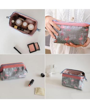 JJ Prime Small Cosmetic Bag for Handbag - Waterproof Mini Makeup Organizer for Women - Travel Essentials in Flamingo Design (Blue Pink) - Buy Online on GoSupps.com