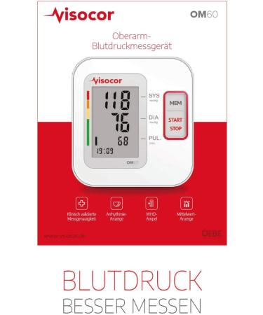 VISOCOR 25060 OM60 Blood Pressure Meter - Upper Arm Automatic Cuff (22-40 cm) for Accurate Blood Pressure & Pulse Measurement | Fast International Shipping - Buy Online on GoSupps.com