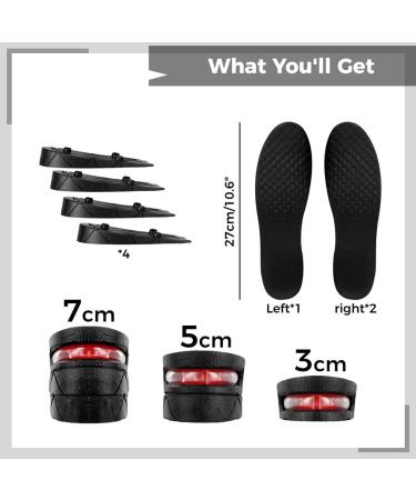 3-Layer Orthotic Heel Shoe Lift Kit | Adjustable Height Increasing Insoles for Men & Women - Air Cushion Flat Foot Support - 3cm 5cm 7cm - Buy Online on GoSupps.com