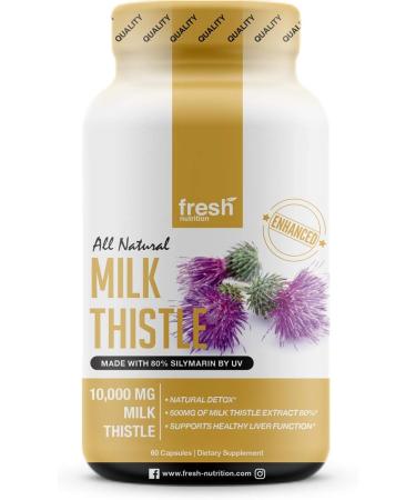 Fresh Nutrition Milk Thistle Capsules (10 000mg) 120 Count (Pack of 1)
